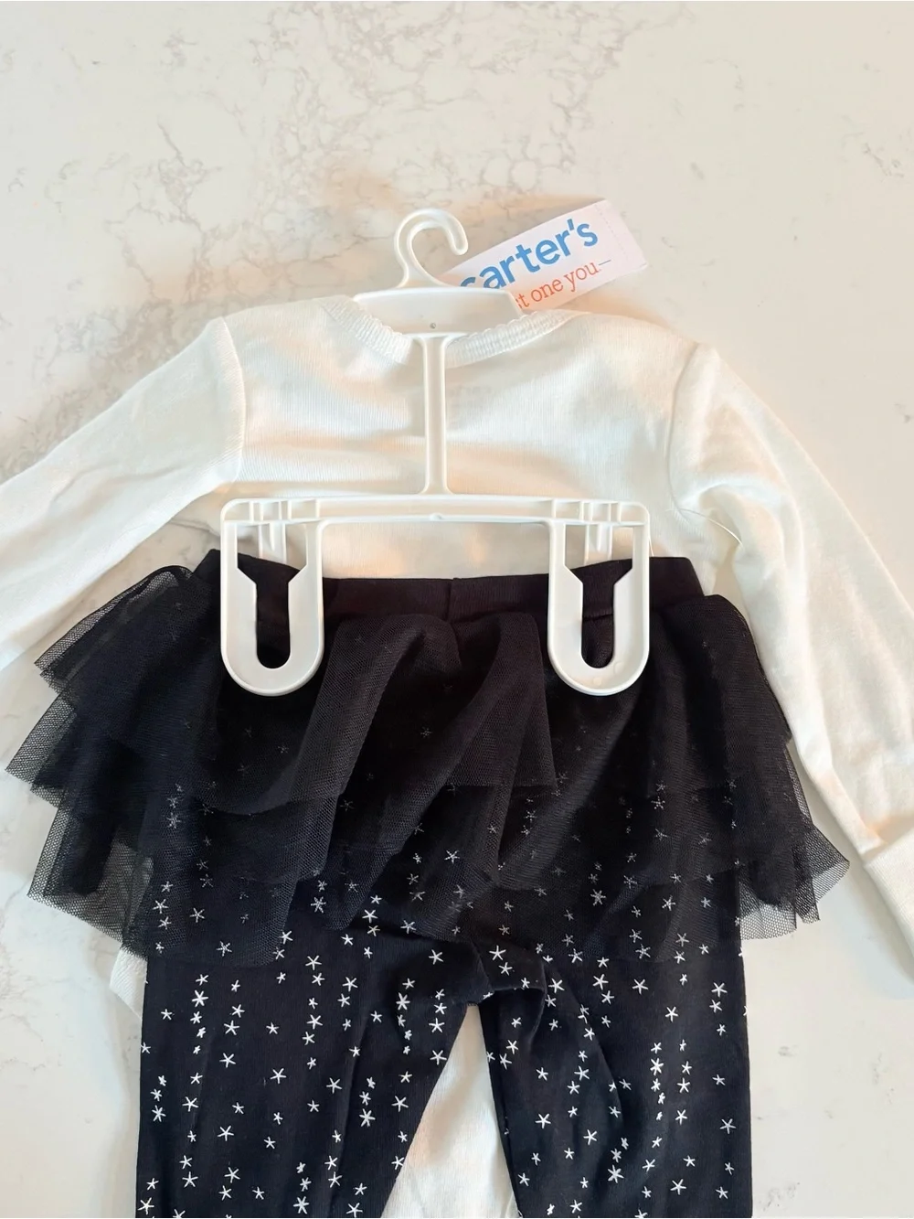 Carter's Girls Boo Ghost Halloween 2-Piece Outfit 3M Bodysuit Star Tulle Pants